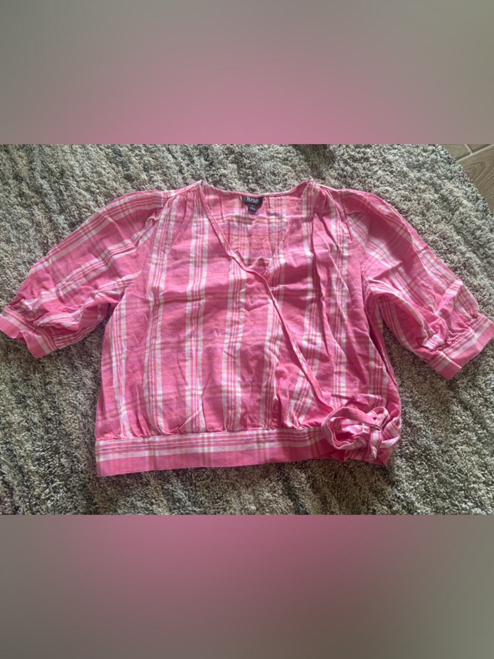 a.n.a Pink and Coral Plaid Top